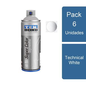 Pack 6 Pinturas Aerosol Spray Expression Tech White Tekbond